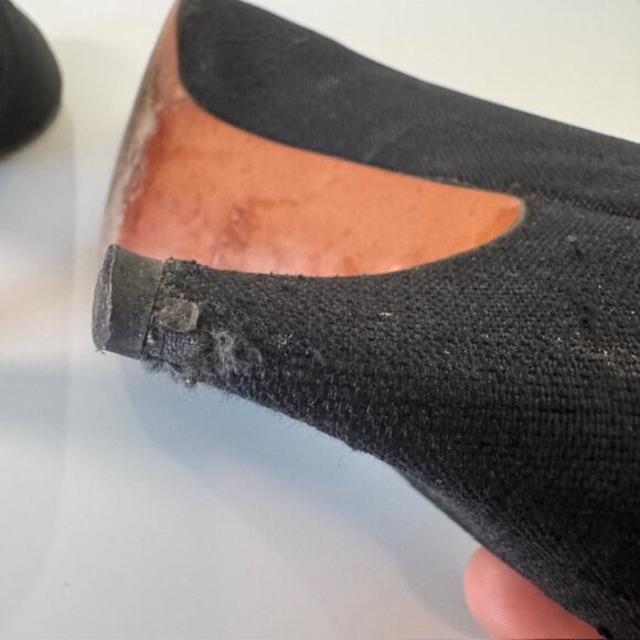 VINTAGE EVAN-PICONE (HAND MADE IN SPAIN) NAVY SOFT FABRIC HIGHHEEL PUMP Size 7.5 - Picture 7 of 7